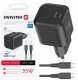 Swissten Tīkla Lādētājs GaN USB-C 35W PD + Datu kabelis USB-C - USB-C 1.2m 1