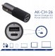 Ładowarka samochodowa USB AK-CH-26 USB-A + USB-C PD 5-20V / max. 5A 100W Quick Charge 3.0 GaN 6