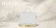 Bag Guess 4G Peony Front Pocket Zipper Triangle Logo 16" white 4