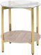 Beliani Stolik pomocniczy szklany jasne drewno ze złotym LOVELL 1