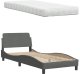 vidaXL Łóżko z materacem, ciemnoszare, 90x190 cm, obite tkaniną 8