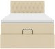 vidaXL Łóżko otomana z materacem, kremowe, 90x200 cm, tkanina 7