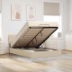 vidaXL Łóżko otomana z materacem, kremowe, 140x200 cm, tkanina 1