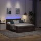 vidaXL Łóżko otomana z materacem diodami LED ciemnobrązowe 140x190 cm 3