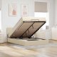vidaXL Łóżko Ottoman z materacem i diodami LED kremowe 140x190 cm 1