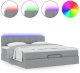 vidaXL Łóżko Ottoman z materacem i LED, jasnoszary, 180x200cm, tkanina 5