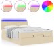 vidaXL Łóżko Ottoman z materacem i diodami LED kremowe 140x190 cm 5