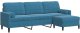 3-osobowa sofa z podnóżkiem, niebieska, 210 cm, aksamit 2