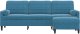 3-osobowa sofa z podnóżkiem, niebieska, 210 cm, aksamit 3