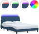 vidaXL Rama łóżka z LED bez materaca Niebieski 140x190 cm Tkanina 2