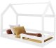 Łóżko drewniane dla dziecka z barierką i stelażem, domek 160x80 cm białe UNIWERSALNY 1