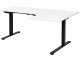 Biurko Beliani Biurko narożne prawe regulowane elektrycznie 160 x 59 cm czarno-białe DESTINES 4