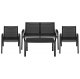 Meble ogrodowe zestaw sofa, 2 krzesła i stolik ze szklanym blatem czarne UNIWERSALNY 1