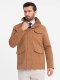 Lekka kurtka męska z kieszeniami i wysokim kołnierzem  brązowa V5 OM-JALP-0167 S 1