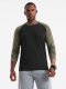 Męski longsleeve z raglanowymi kontrastowymi rękawami  czarno-oliwkowy V3 OM-LSCL-0105 S 1
