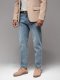 Męskie spodnie jeansowe CARROT FIT z ozdobnymi zaszewkami  jasnoniebieskie V1 OM-PADP-0227 M 2