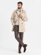 Elegancki męski płaszcz trencz SLIM FIT z paskiem  beżowy V1 OM-COSC-0126 L 1