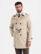 Elegancki męski płaszcz trencz SLIM FIT z paskiem  beżowy V1 OM-COSC-0126 L 1