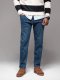 Męskie jeansowe spodnie CARROT FIT z ozdobnymi zaszewkami  ciemnoniebieskie V2 OM-PADP-0227 XL 1