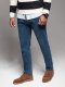 Męskie jeansowe spodnie CARROT FIT z ozdobnymi zaszewkami  ciemnoniebieskie V2 OM-PADP-0227 XL 2