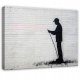 OBRAZ DO SALONU SYPIALNI KUCHNI NA PŁÓTNIE ABSTRAKCJA BANKSY SZARY 120x80 1