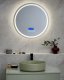 Lustro Beliani Lustro łazienkowe LED BROGNON 60 cm 60 cm Wbudowany głośnik Bluetooth Srebrny 9