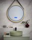 Lustro Beliani Lustro łazienkowe LED DAROIS 60 cm 60 cm Wbudowany głośnik Bluetooth Złoty 9