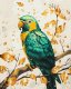 Malowanie po numerach BRUSHME, 40x50 cm, gold, szmaragdowa papuga, 1 szt., w pudełku 1