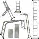 WIELOFUNKCYJNA DRABINA ALUMINIOWA PRZEGUBOWA 4x3 + PODEST DUŻE ZAWIASY 1