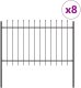 vidaXL Ogrodzenie Zestaw 8 Szare Metalowe 170 x 3.4 x 130 cm Trwałe 2