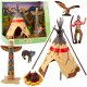 Zestaw Indiański Figurki Wioska Indianie Namiot Tipi KajakTotem LEAN Toys 1