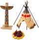 Zestaw Indiański Figurki Wioska Indianie Namiot Tipi KajakTotem LEAN Toys 2
