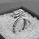 PIERŚCIEŃ Obrączka SYGNET SMOK REGULOWANY Vintage Unisex SREBRNY METALOWY 5