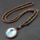 Naszyjnik Drewniany NEPAL BUDDYJSKI MALA Tybetański Amulet RĘCZNIE WYKONANY 1