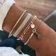 ZESTAW BRANSOLETEK BOHO RETRO PUNK Charms BANGLE SREBRNE 4 sztuki KOMPLET 4