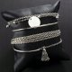 ZESTAW BRANSOLETEK BOHO RETRO PUNK Charms BANGLE SREBRNE 4 sztuki KOMPLET 5