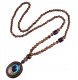 Naszyjnik Drewniany NEPAL BUDDYJSKI MALA Amulet TALIZMAN Koraliki HANDMADE 1
