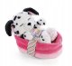 NICI 47891 Maskotka śpiący szczeniak Dalmatyńczyk 12cm w koszyku różowym 1