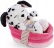 NICI 47891 Maskotka śpiący szczeniak Dalmatyńczyk 12cm w koszyku różowym 1