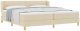 Łóżko Box Spring z materacem w kolorze kremowym 200x200 cm, materiał 1