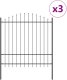 vidaXL Ogrodzenie z wygiętym w górę szczytem, szare, 5,1x1,75 m, stalowe 2