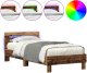 vidaXL Łóżko z oświetleniem LED Stary drewniany 75x190 cm Drewno inżynieryjne 4