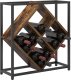 Stojak na wino Wędzony dąb Metalowa rama i drewniane półki Średni 3