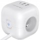 Kostka zasilająca Qoltec przedłużacz 6w1 z podświetlanym włącznikiem | 3x AC | 2x USB | 1x USB-C PD 20W | Biała | Kabel 2m 3