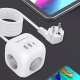 Kostka zasilająca Qoltec przedłużacz 6w1 z podświetlanym włącznikiem | 3x AC | 2x USB | 1x USB-C PD 20W | Biała | Kabel 2m 4