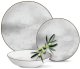 Serwis obiadowy porcelanowy MG Home Antico 24 elementy zestaw talerzy kubków dla 6 osób szary nakrapiany 8