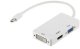 AUDA CableTime Adapter mini DisplayPort - HDMI + SVGA (D-Sub 15-pin) + DVI-I (24+5pin) Full HD (wtyk / 3x gniazdo) biały 15cm 1