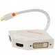 AUDA CableTime Adapter mini DisplayPort - HDMI + SVGA (D-Sub 15-pin) + DVI-I (24+5pin) Full HD (wtyk / 3x gniazdo) biały 15cm 3