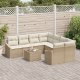 vidaXL Zestaw sofy ogrodowej Zestaw 9 Beżowy i brązowy Rattan i poliester 3