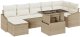 vidaXL Zestaw Sof Ogrodowych Zestaw 8 Beżowy, kremowy Poliester, rattan 2
